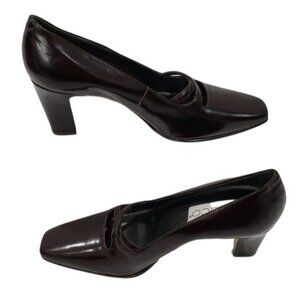 Calico Vintage Square Toe Leather Heeled Pumps  Size 7.5 N